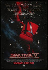 9k701 STAR TREK V foil advance 1sh '89 The Final Frontier, image of theater chair w/seatbelt!