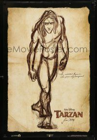 9k747 TARZAN June sketch style teaser DS 1sh '99 Walt Disney, Edgar Rice Burroughs!