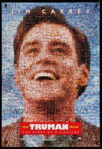 9k788 TRUMAN SHOW teaser DS 1sh '98 really cool mosaic art of Jim Carrey, Peter Weir