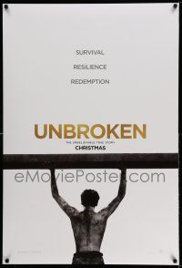 9k798 UNBROKEN teaser DS 1sh '14 Jack O'Connell, Survival. Resilience. Redemption!