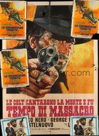 9m019 LOT OF 6 FOLDED ITALIAN TWO-PANELS '60s-70s cool spaghetti western artwork!