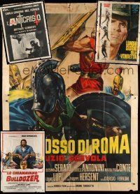 9m020 LOT OF 4 FOLDED ITALIAN TWO-PANELS '60s-70s sword & sandal, spaghetti western, horror!