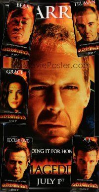9m241 LOT OF 3 ARMAGEDDON TWO-SIDED VINYL BANNERS '98 great portraits of all the top stars!