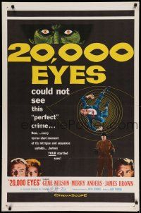 9p010 20,000 EYES 1sh '61 they could not see the perfect crime, cool art!