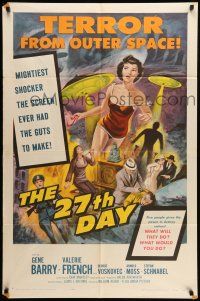 9p011 27th DAY 1sh '57 terror from space, mightiest shocker the screen ever had the guts to make!