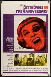 9p043 ANNIVERSARY 1sh '67 Bette Davis with funky eyepatch in English horror!