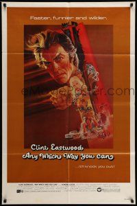 9p045 ANY WHICH WAY YOU CAN 1sh '80 cool artwork of Clint Eastwood by Bob Peak!