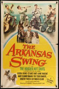 9p055 ARKANSAS SWING 1sh '48 Hoosier Hot Shots musical, cool image of band on motorcycles!