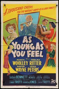 9p058 AS YOUNG AS YOU FEEL 1sh '51 great art including young sexy Marilyn Monroe!