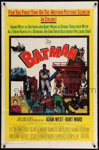9p077 BATMAN 1sh '66 great close image of Adam West & Burt Ward in costume in Bat Cave!