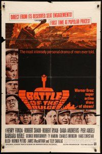 9p081 BATTLE OF THE BULGE 1sh '66 Henry Fonda, Robert Shaw, cool Thurston tank art!