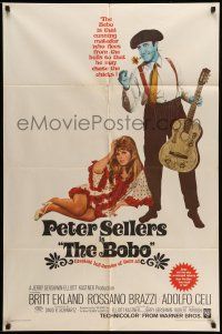 9p135 BOBO 1sh '67 wacky image of blue matador Peter Sellers & sexy Britt Ekland!