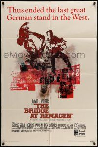 9p150 BRIDGE AT REMAGEN style A 1sh '69 George Segal, cool WWII art, the last great German stand!
