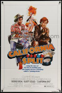 9p168 CALIFORNIA SPLIT 1sh '74 Robert Altman, George Segal & Elliott Gould as pro poker players!