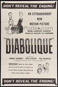 9p255 DIABOLIQUE 1sh '55 Signoret & Vera Clouzot in Henri-Georges Clouzot's Les Diaboliques!