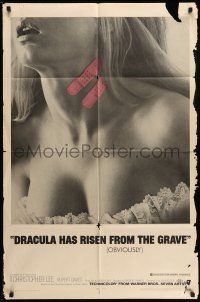 9p264 DRACULA HAS RISEN FROM THE GRAVE 1sh '69 Hammer, c/u of sexy girl with bandaids on her neck!