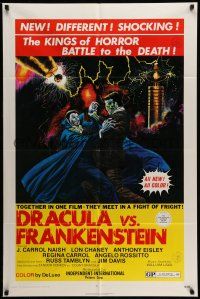 9p265 DRACULA VS. FRANKENSTEIN 1sh '71 monster art of the kings of horror fighting to the death!