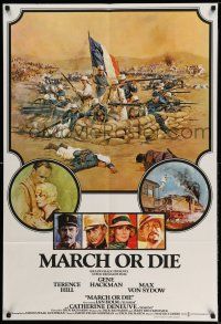 9p522 MARCH OR DIE English 1sh '76 Gene Hackman, Terence Hill, Bysouth French Foreign Legion art!