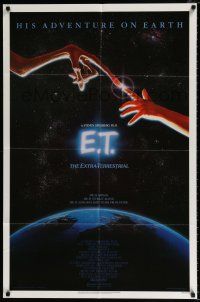 9p272 E.T. THE EXTRA TERRESTRIAL studio style 1sh '82 Drew Barrymore, Steven Spielberg, Alvin art!