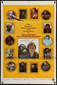 9p283 EVERY WHICH WAY BUT LOOSE teaser 1sh '78 Clint Eastwood & Clyde the orangutan, lots of photos!