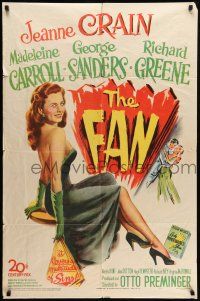 9p294 FAN 1sh '49 full-length art of sexy Jeanne Crain, directed by Otto Preminger!
