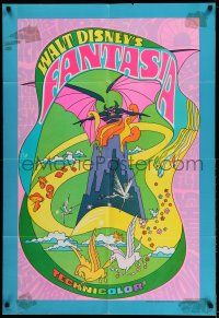 9p295 FANTASIA 1sh R70 Disney classic musical, great psychedelic fantasy artwork!