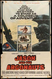 9p422 JASON & THE ARGONAUTS 1sh '63 great special effects by Ray Harryhausen, art of colossus!