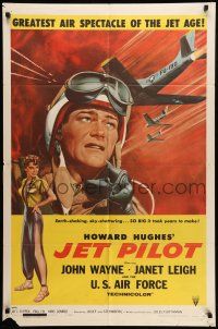 9p427 JET PILOT 1sh '57 John Wayne flies with the Screaming Eagles, Janet Leigh, Howard Hughes