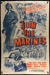 9p436 JOIN THE MARINES 1sh R50 New York cop joins Olympic team then joins Marines for love!