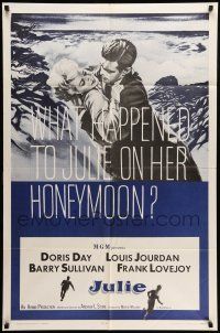 9p444 JULIE 1sh R65 what happened to Doris Day on her honeymoon with Louis Jourdan?