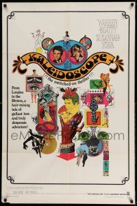 9p447 KALEIDOSCOPE 1sh '66 Warren Beatty, Susannah York, cool colorful Bob Peak art!