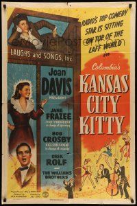 9p448 KANSAS CITY KITTY 1sh '44 Joan Davis, radio & screen's favorite funstar, Bob Crosby, Frazee