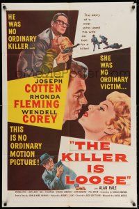 9p451 KILLER IS LOOSE 1sh '56 Budd Boetticher, art of Joseph Cotten & Rhonda Fleming!