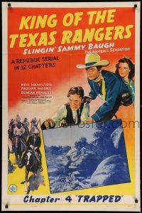 9p453 KING OF THE TEXAS RANGERS chapter 4 1sh '41 Slingin Sammy Baugh in cowboy western serial!