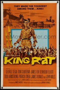 9p455 KING RAT 1sh '65 art of George Segal & Tom Courtenay, James Clavell, World War II POWs!