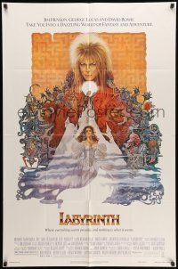 9p467 LABYRINTH 1sh '86 Jim Henson, art of David Bowie & Jennifer Connelly by Ted CoConis!
