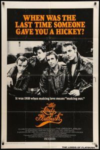 9p493 LORDS OF FLATBUSH 1sh '74 cool portrait of Fonzie, Rocky, & Perry as greasers in leather
