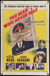 9p518 MAN WHO NEVER WAS 1sh '56 Clifton Webb, Gloria Grahame, strangest military hoax of WWII!