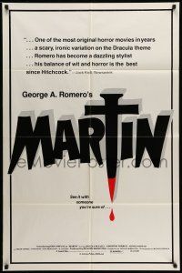 9p528 MARTIN 1sh '77 directed by George Romero, John Amplas, creepy dripping blood title design!