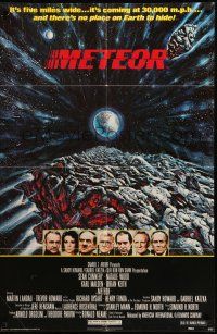 9p537 METEOR 1sh '79 Sean Connery, Natalie Wood, cool sci-fi artwork by Michael Whipple!