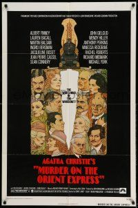 9p564 MURDER ON THE ORIENT EXPRESS 1sh '74 Agatha Christie, great art of cast by Richard Amsel!