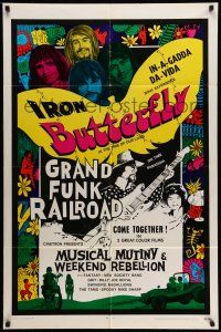 9p566 MUSICAL MUTINY/WEEKEND REBELLION 1sh '70 Iron Butterfly, Grand Funk Railroad double-bill!