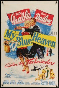 9p567 MY BLUE HEAVEN 1sh '50 great art of sexy dancer Betty Grable & Dan Dailey too!