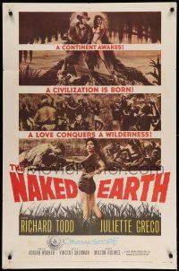 9p573 NAKED EARTH 1sh '58 sexy Juliette Greco, out of darkest Africa comes mighty adventure!
