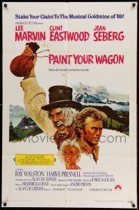 9p618 PAINT YOUR WAGON int'l 1sh '69 art of Clint Eastwood, Lee Marvin & pretty Jean Seberg!