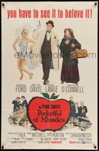 9p641 POCKETFUL OF MIRACLES 1sh '62 Frank Capra, artwork of Glenn Ford, Bette Davis & more!
