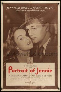 9p642 PORTRAIT OF JENNIE style A 1sh '49 Joseph Cotten loves pretty ghost Jennifer Jones!