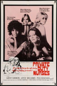 9p652 PRIVATE DUTY NURSES 1sh '71 sexy Kathy Cannon & Joyce Williams, hospital sexploitation!