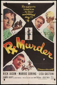 9p696 Rx MURDER 1sh '58 Rick Jason, Marius Goring, Lisa Gastoni, crazy killer doctor!