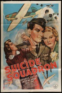 9p800 SUICIDE SQUADRON 1sh '47 Anton Walbrook, cool artwork of WWII bombers!
